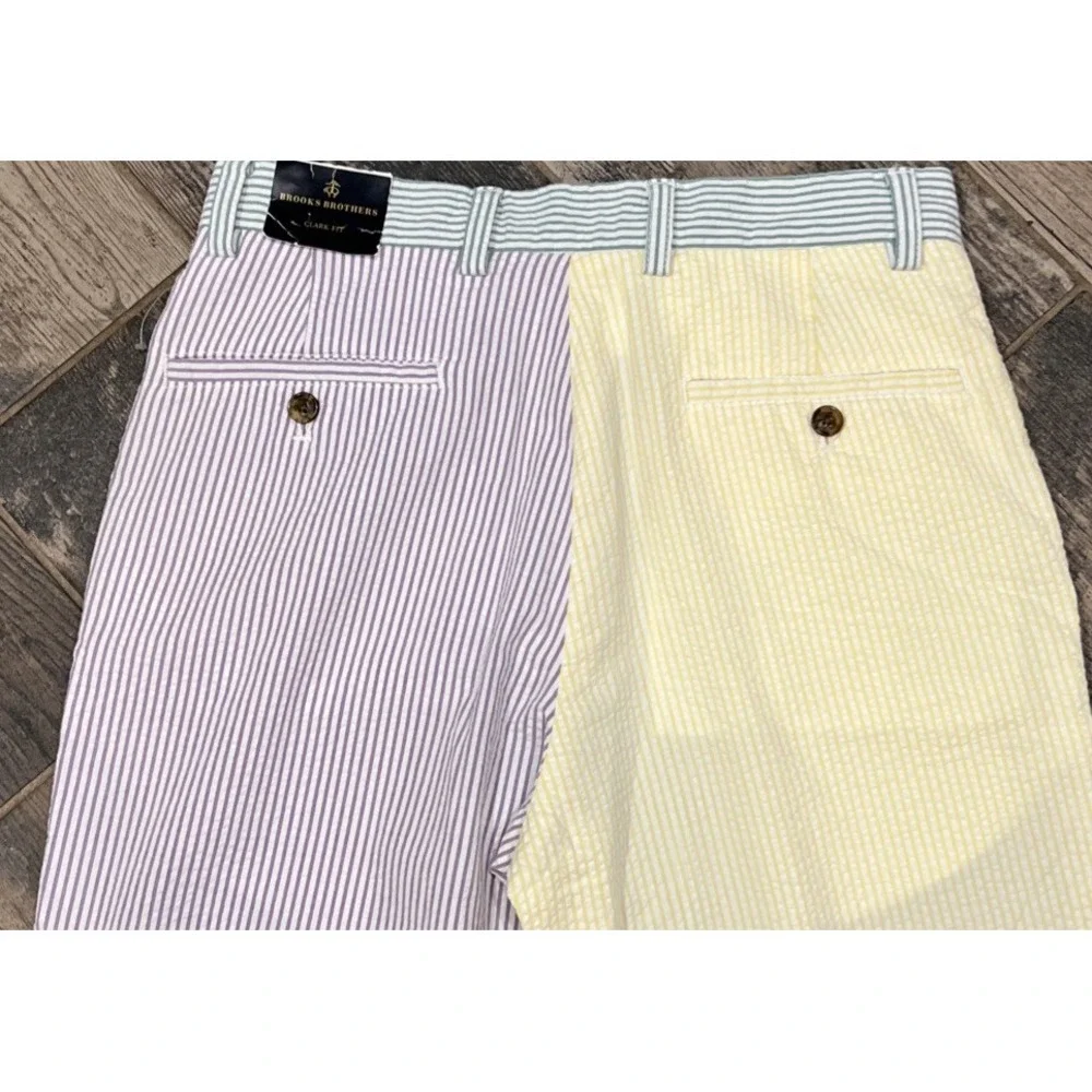 New Brooks Brothers Clark Fit Seersucker Pastel Colorblock Stripe Pants 29x32